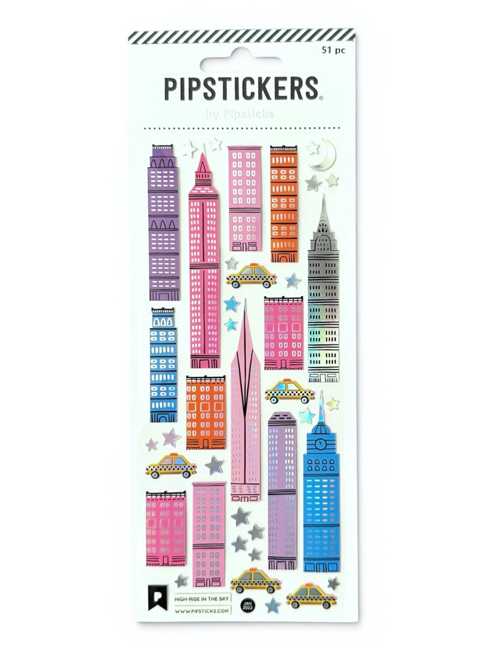 Pipsticks High-Rise in the Sky NYC Skyline Taxi Sticker Sheet NWT